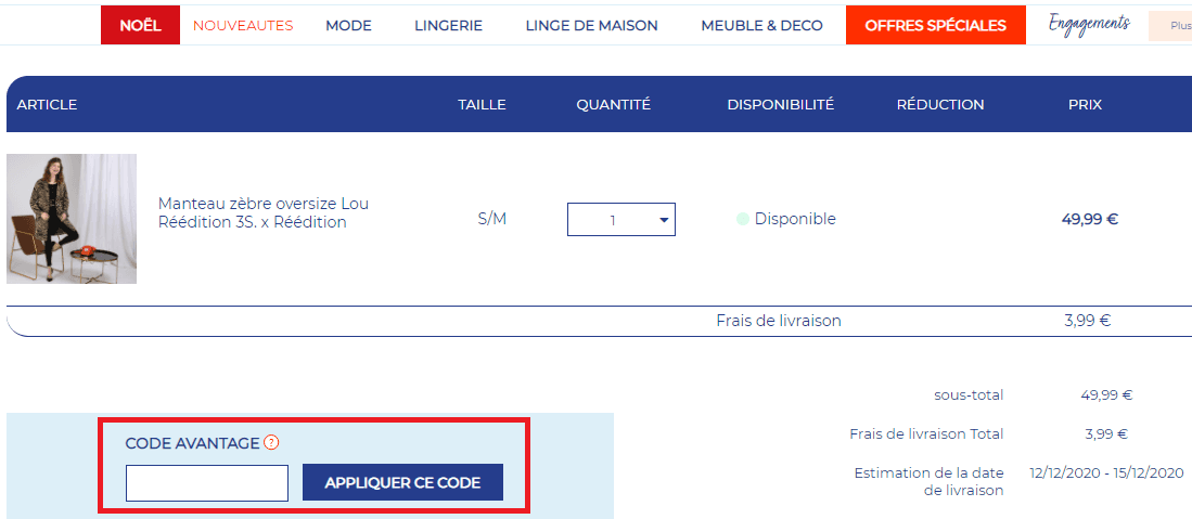 Où mettre un code promo 3SUISSES valide ?
