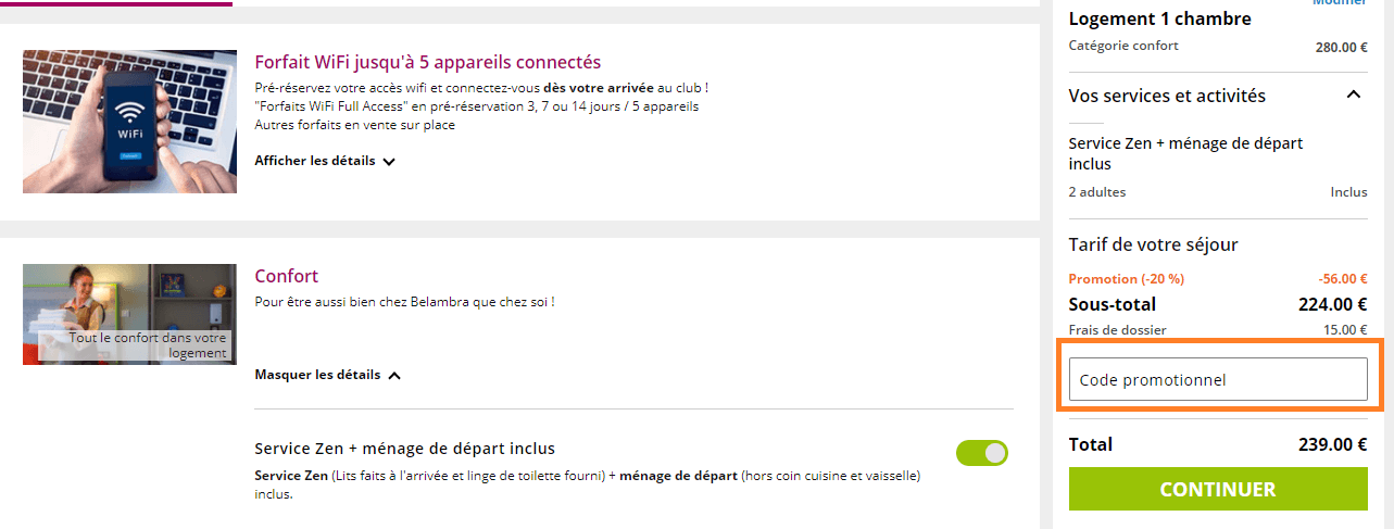 Où mettre un code promo Belambra valide ?