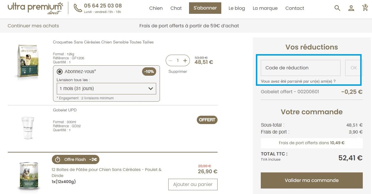 Où mettre un code promo Ultra Premium Direct valide ?