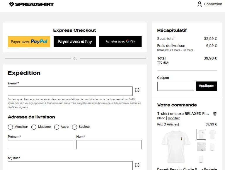 Comment appliquer un code promo Spreadshirt ?