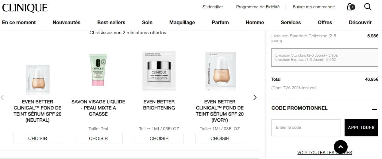 Code promo Clinique