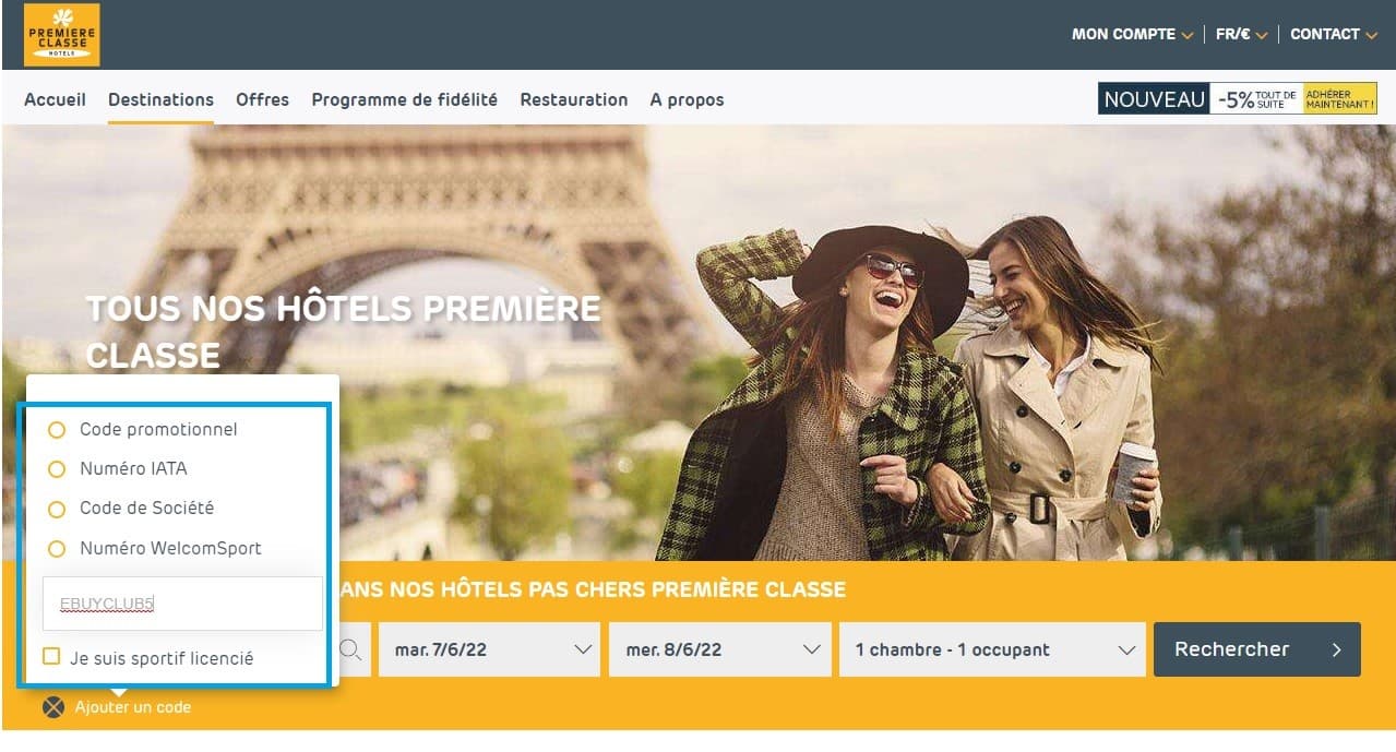 Code promo Première Classe