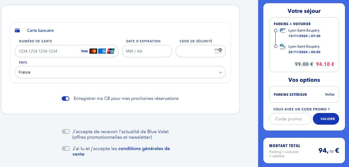 Code promo Blue Valet