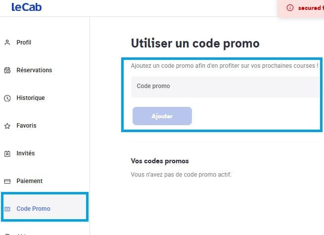 Code promo LeCab