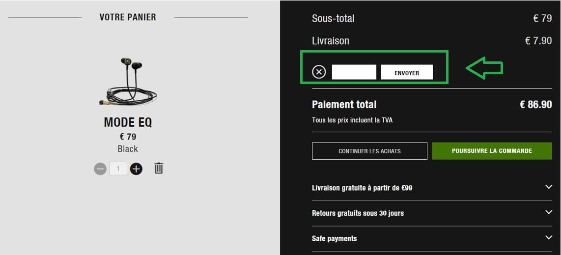Où mettre mon code promo Marshall Headphones valide ?