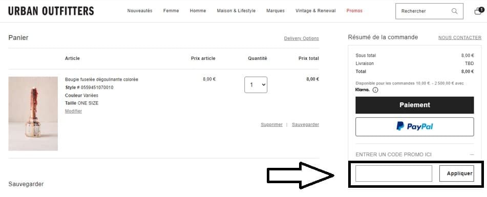 Où mettre mon code promo Urban Outfitters valide ?
