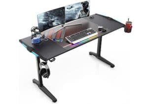 Bureau gaming ergonomique 120 x 60 cm, bureau pc en forme de y avec  lumières led rgb - Conforama