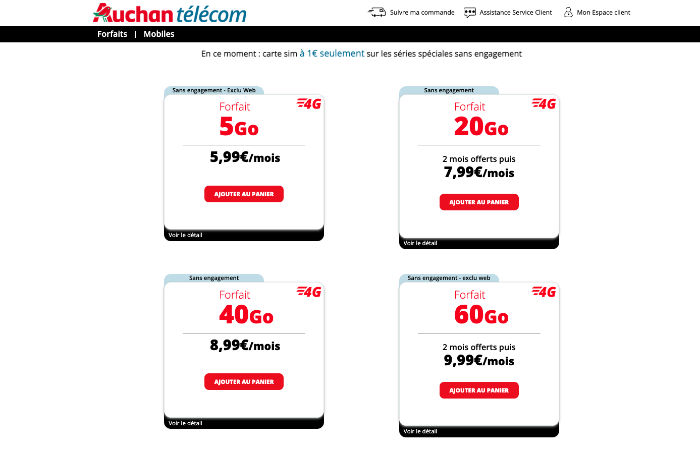 Auchan Télécom Forfait 4G - 60 Go