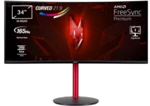 Acer Nitro XZ342CUPbmiiphfx - Écran PC Gaming 34" WQHD, 144 Hz (3440x1440, 21:9, FreeSync, 1ms VRB, 400 Nits, Comfyview, BlueLightShield, 2xHDMI 2.0/1xDP 1.2) Moniteur Incurvé Inclinable, Couleur Noir