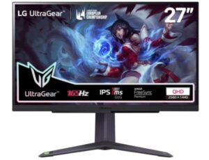 LG UltraGear™ 27GR75Q-B Ecran PC Gaming 27" - dalle IPS résolution QHD (2560x1440), 1ms GtG 165Hz, HDR 10, sRGB 99%, AMD FreeSync Premium, compatible NVIDIA G-Sync, inclinable, réglable en hauteur