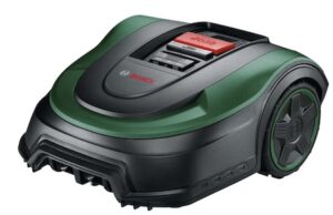 Bosch Home and Garden Tondeuse robot Indego S+ 500 (avec batterie 18 V et fonction application, station de charge incluse,largeur de coupe de 19 cm, capacité de tonte maximale de 500 m²)