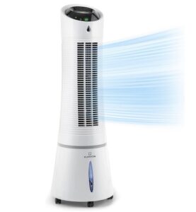 Klarstein rafraîchisseur d'air, ventilateur, humidificateur & ioniseur, Réservoir d'eau 6 L, oscillation, 30 W, 210 m³/h, minuterie, climatiseur mobile, blanc, smart