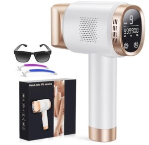 AMINZER Épilateur Lumière Pulsée, IPL Laser avec Fonction 3-en-1 HR/SC/RA et 9 Niveaux d'énergie 999900 Flashes, Épilation Écran Tactile LCD pour Femme Homme, Visage, Corps, Bikini