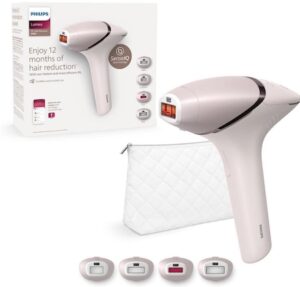 Philips Lumea série 9000, Épilateur à lumière pulsée, alternative à l'épilation laser, technologie SenseIQ, 4 accessoires pour corps, visage, maillot et aisselles, usage avec ou sans fil, BRI957/00