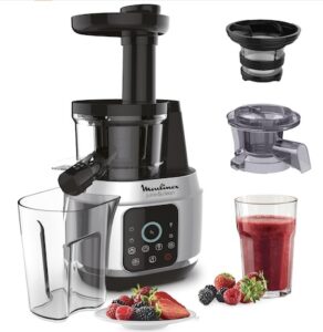 Moulinex Juice & Clean Extracteur de jus de fruits et de légumes, Jus vitaminés, Pressoir, 150 W, 42 à 83 tours/min, Jus de fruits frais, Confiture, Coulis, Sorbet, Nettoyage automatique ZU420E10