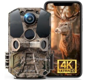 XTU Camera de Chasse Connectée Telephone Solaire 2,7K 32MP avec 32GB SD, Camera Infrarouge Vision Nocturne Animaux Caméra Piege Photographique Étanche IP66,Camera Suiveuse Exterieur