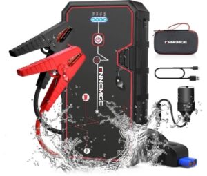 FNNEMGE Booster Batterie, 4000A 21800mAh Portable Jump Starter, Démarrage de Voiture (Jusqu’à 8.0 L Essence 6.5L Gazole), Jump Starter avec Port de Charge USB, lumière LED, HD Écran Large.