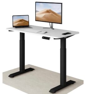 Desktronic Bureau Assis Debout Électrique - Bureau Réglable en Hauteur Stabilisé - Commande Tactile - Mémoires - Ports USB Intégrés - Plan de Travail en Bois Européen - Bureau Assis Debout 120x60cm